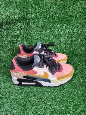Nike Air Max 90 Corduroy Multi Color Pastel Women Size 5.5 Sneakers FB8455-001